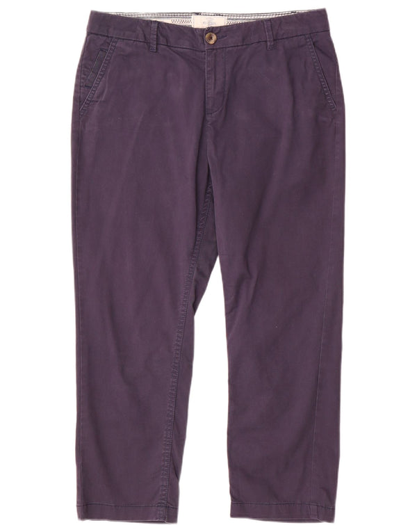 Calça feminina cortada reta FAT FACE Reino Unido 10 pequena W29 L23 azul marinho