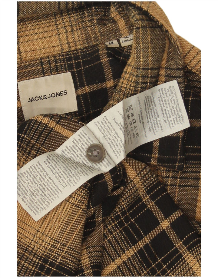 Camisa masculina de flanela Jack & Jones de algodão xadrez marrom médio