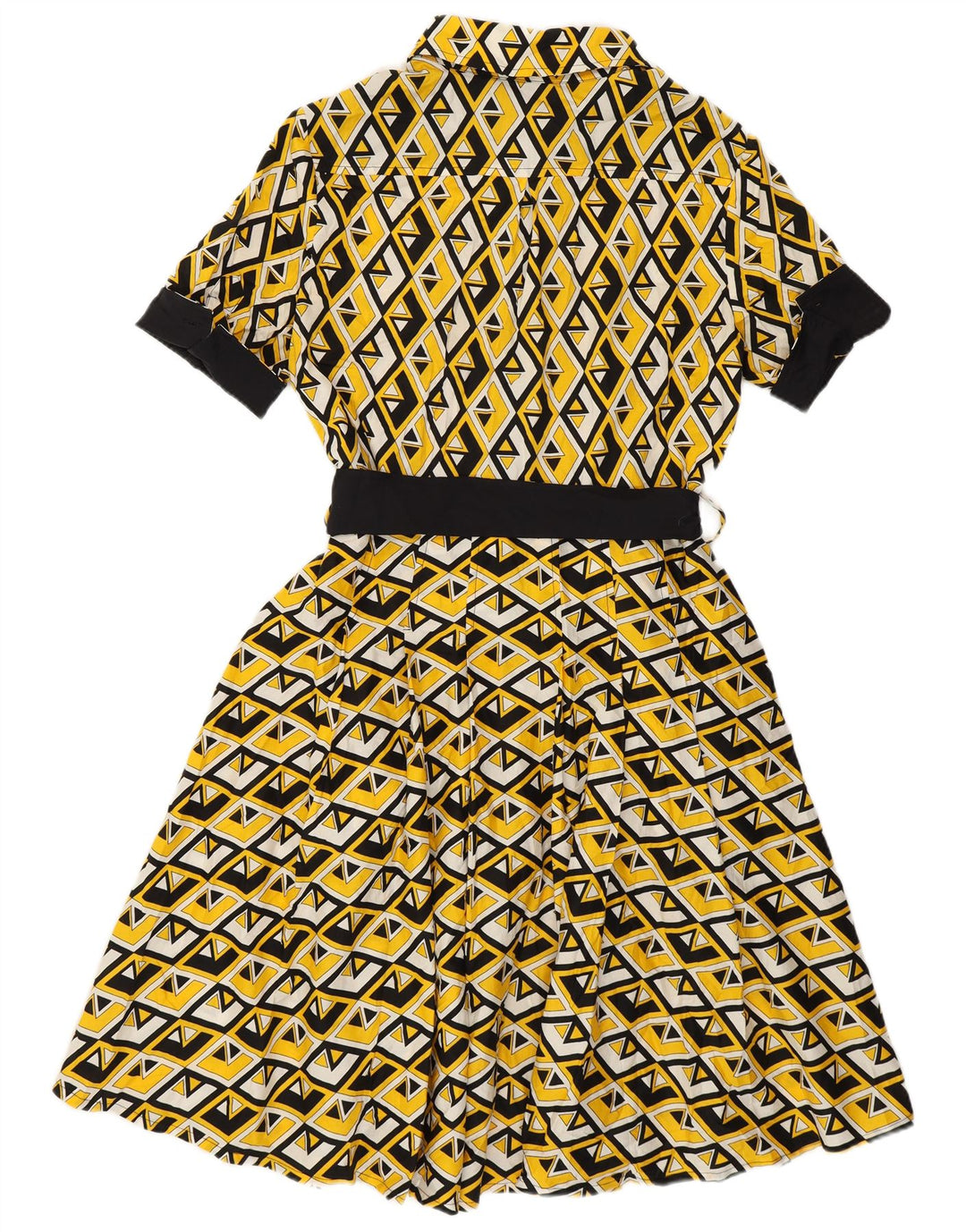 Vestido feminino Luisa Spagnoli evasê IT 46 grande amarelo geométrico