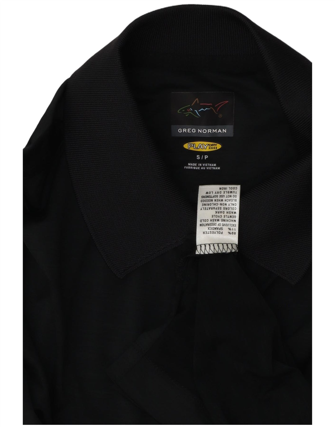 Camisa polo masculina Greg Norman pequena preta de poliéster
