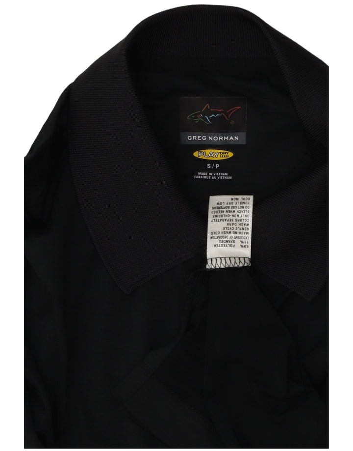 Camisa polo masculina Greg Norman pequena preta de poliéster