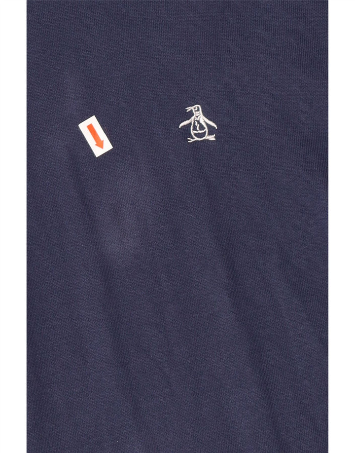 Suéter masculino com capuz PENGUIN grande algodão azul marinho