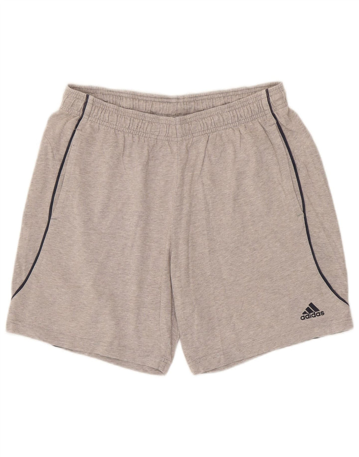 Shorts esportivos masculinos Adidas algodão cinza médio