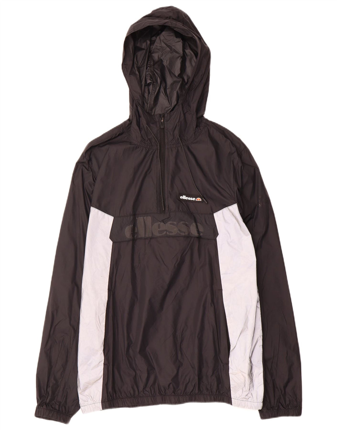 Jaqueta masculina Anorak com capuz gráfico ELLESSE Reino Unido 40 grande bloco colorido preto