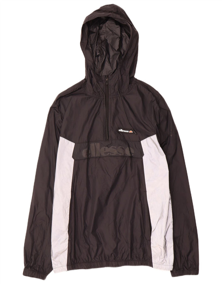 Jaqueta masculina Anorak com capuz gráfico ELLESSE Reino Unido 40 grande bloco colorido preto