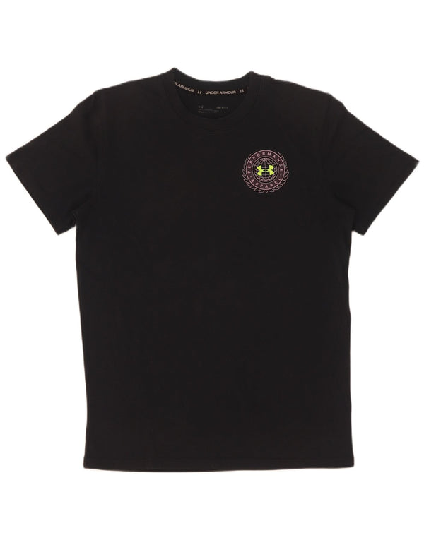 Under Armour Camiseta masculina gráfica top pequeno algodão preto