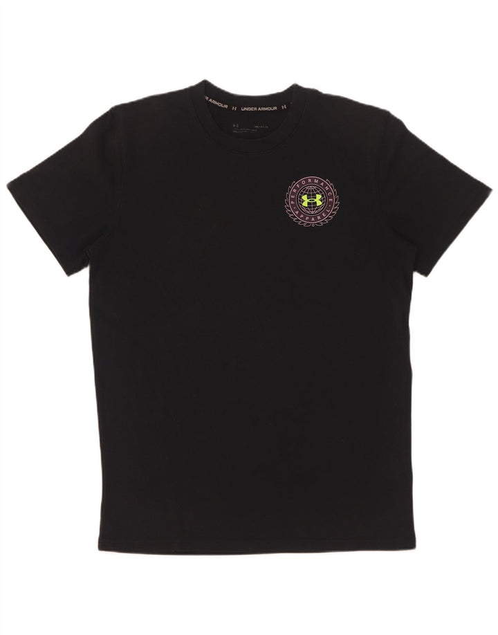 Under Armour Camiseta masculina gráfica top pequeno algodão preto