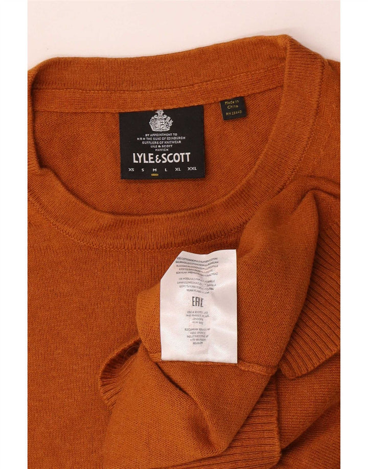Suéter masculino Lyle & Scott com gola redonda e algodão laranja médio