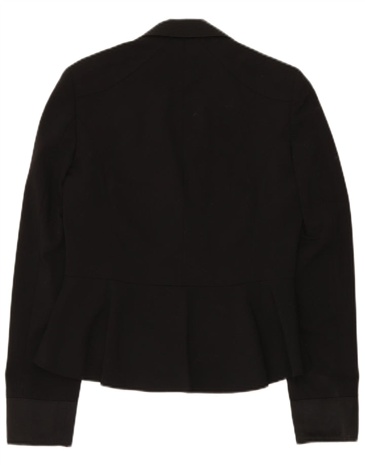 Jaqueta blazer feminina MOSCHINO com 1 botão Reino Unido 8 pequena lã virgem preta