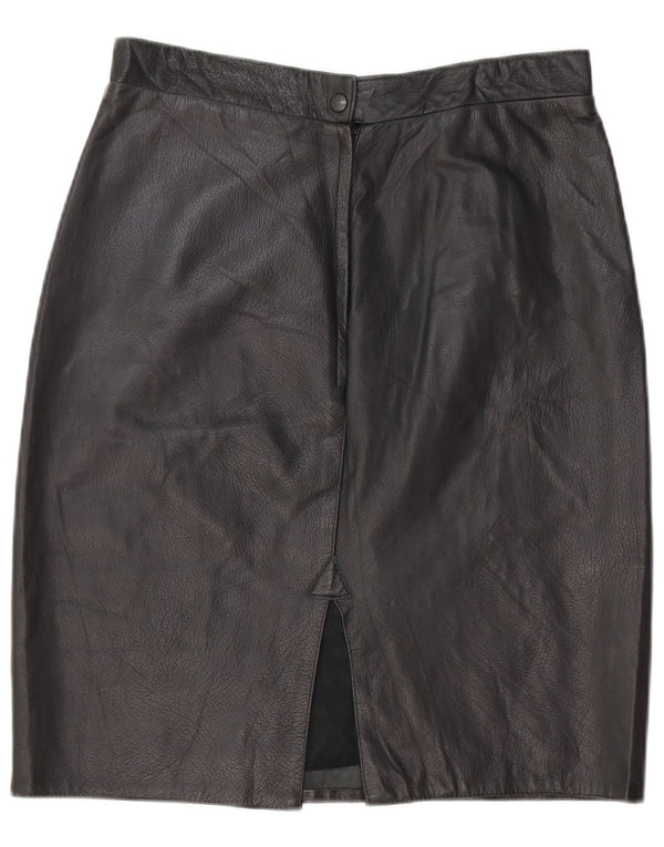 Saia feminina vintage de couro cintura alta grande W30 preta