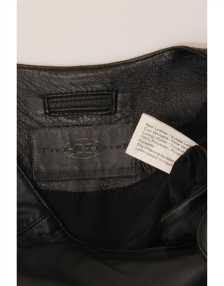 Colete de couro masculino vintage UK 38 médio preto