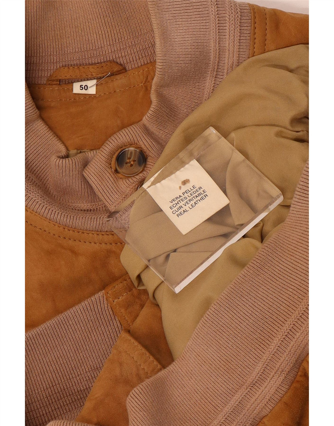 Jaqueta bomber masculina vintage de camurça IT 50 couro marrom grande