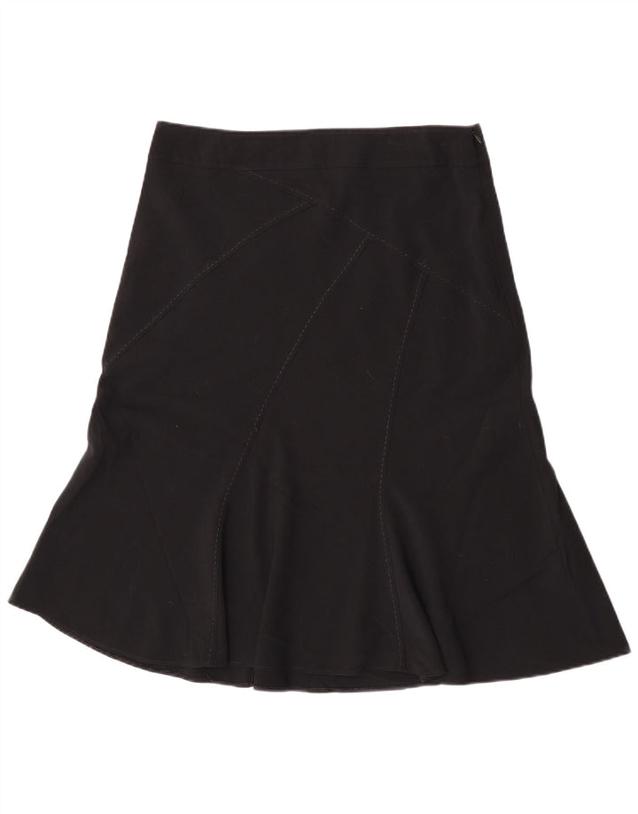 Saia trompete feminina Marks & Spencer UK 14 grande W32 poliéster preto