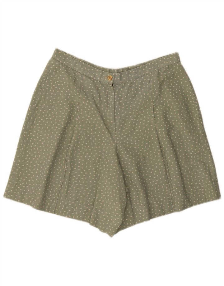 Shorts casual feminino vintage grande W34 verde manchado