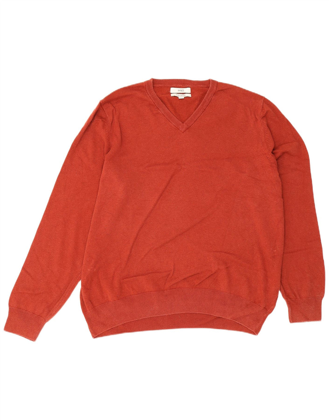 Suéter masculino Marks & Spencer com decote em V 2XL algodão marrom