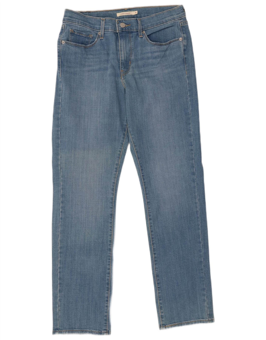 LEVI'S Jeans feminino clássico reto US 8 médio W29 L30 algodão azul