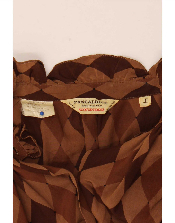 Blusa feminina Pancaldi & B UK 12 marrom médio argil/seda diamante