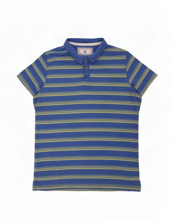 Camisa polo masculina Fat Face 2XL algodão listrado azul