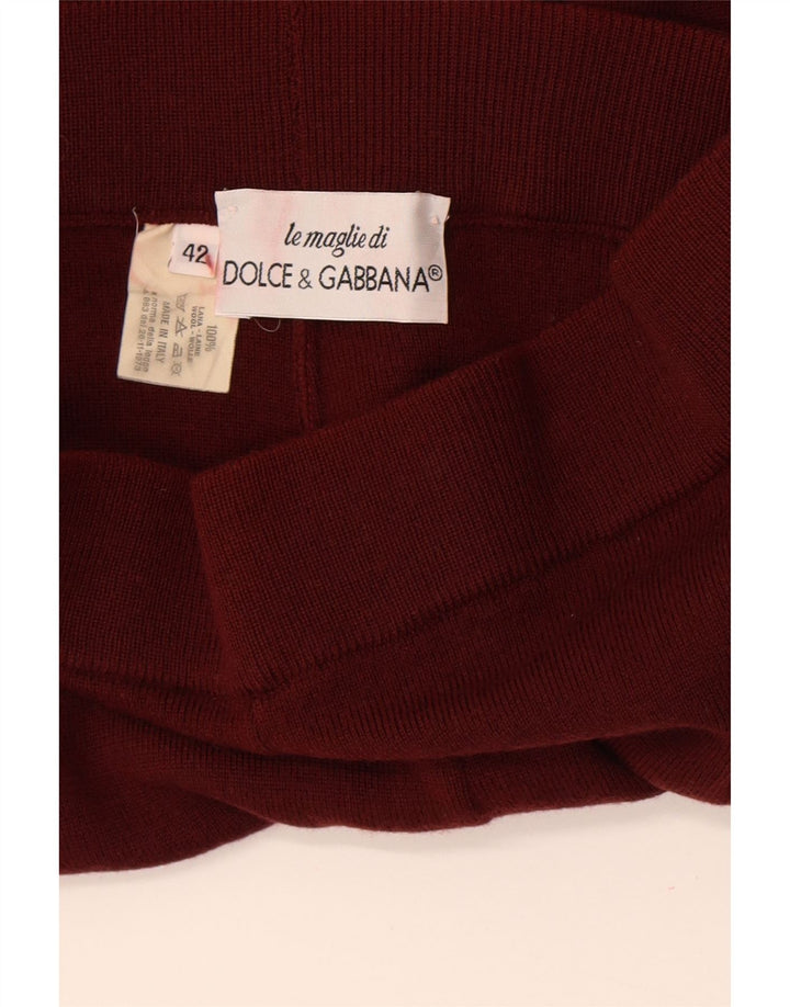 Dolce & Gabbana Leggings femininos de malha IT 42 lã marrom médio