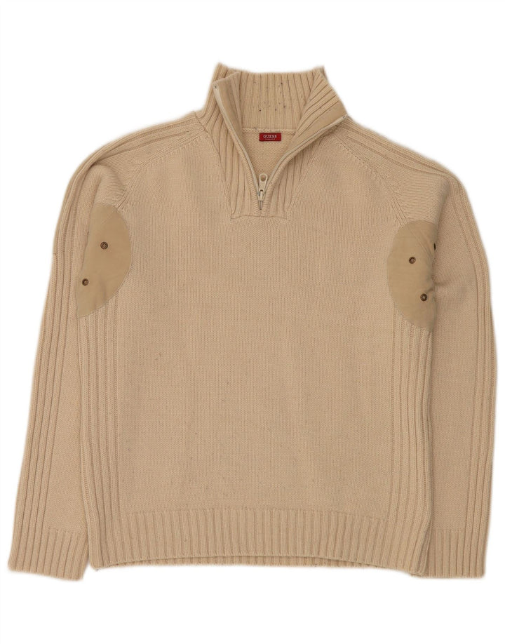 Suéter masculino GUESS com zíper e gola XL bege