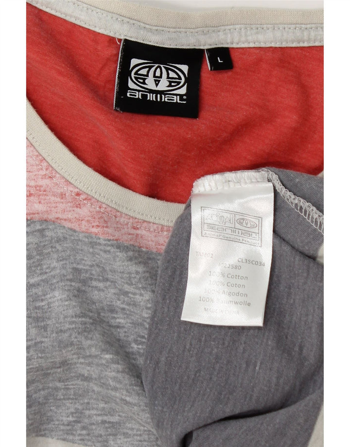 Animal Camiseta Masculina Top Grande Algodão Listrado Multicolorido