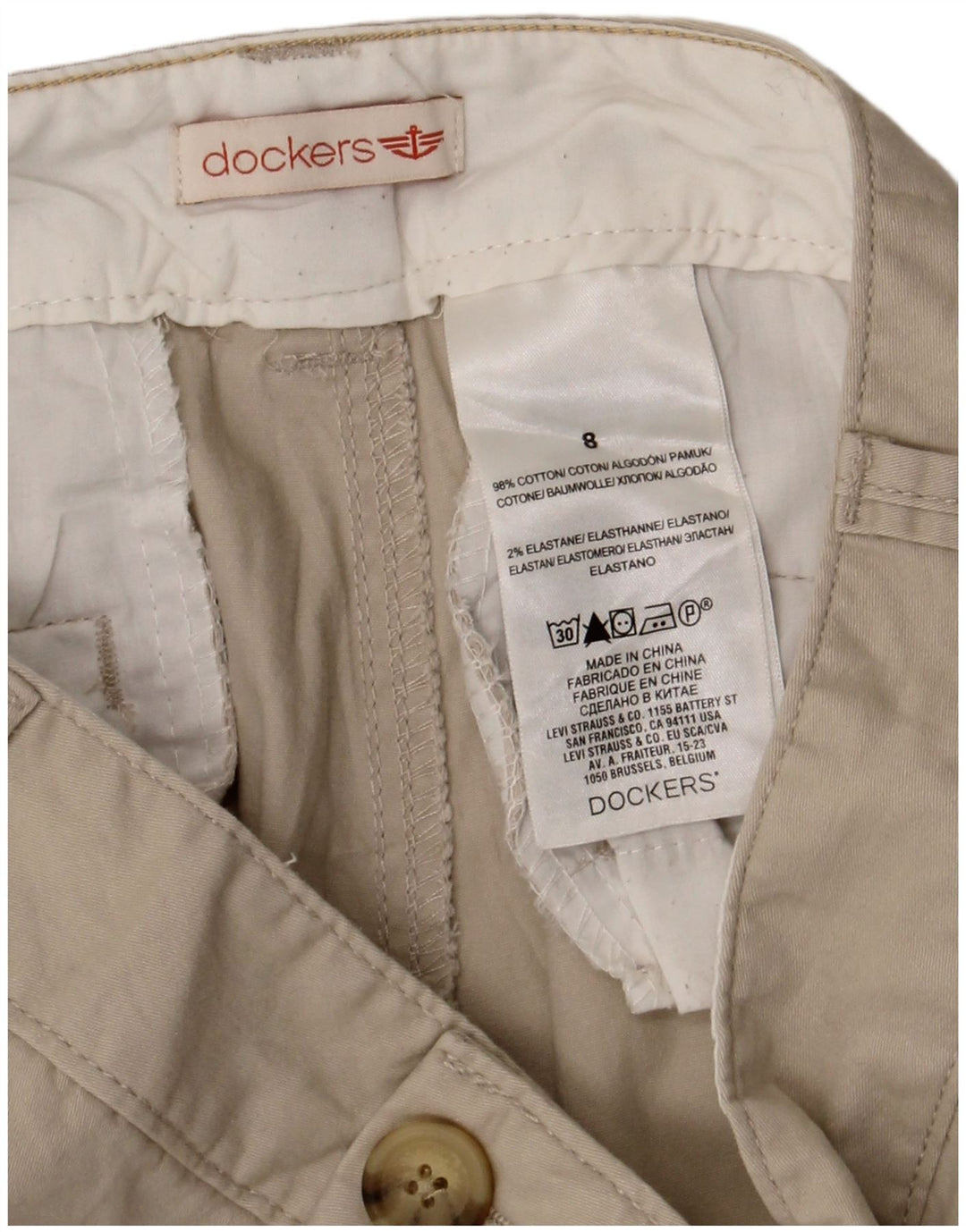 Shorts Chino Feminino Dockers US 8 Médio W30 Algodão Bege