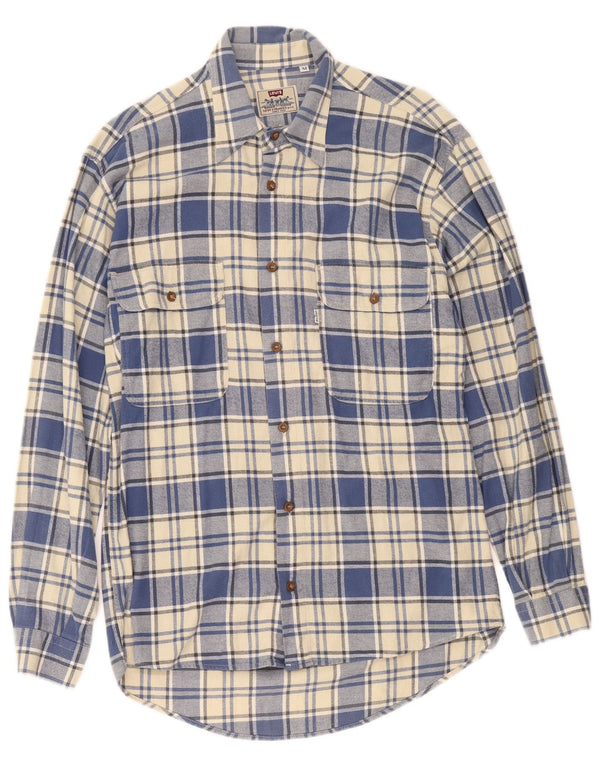 Camisa masculina de flanela Levi's xadrez azul médio