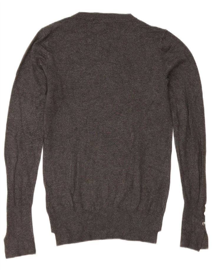 Suéter feminino Zara com gola redonda, Reino Unido 8, pequeno, cinza