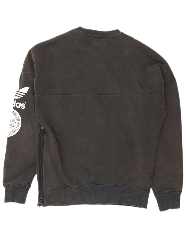 Adidas Mens Graphic Moletom Jumper Pequeno Algodão Cinza