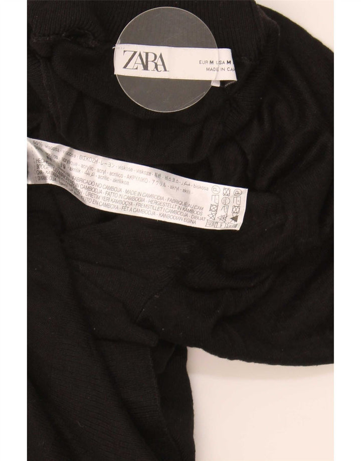 Suéter feminino Zara com gola tartaruga Reino Unido 14 viscose preta média