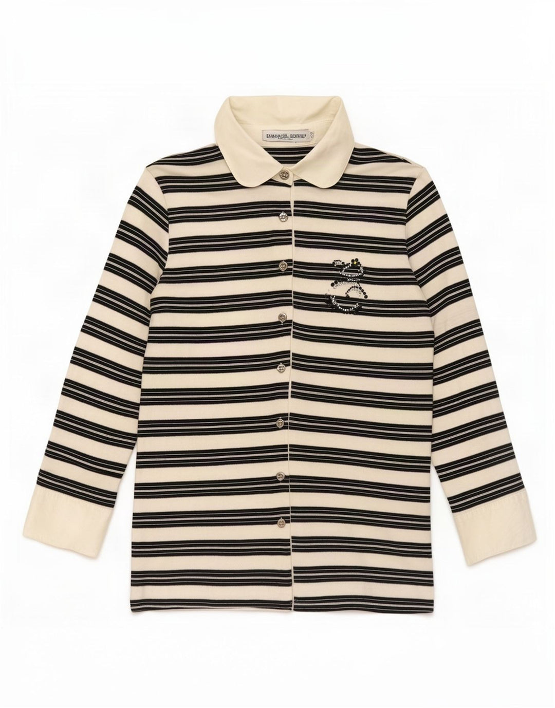 Blusa feminina Emmanuel Schvili manga 3/4 IT 42 listrada branca média