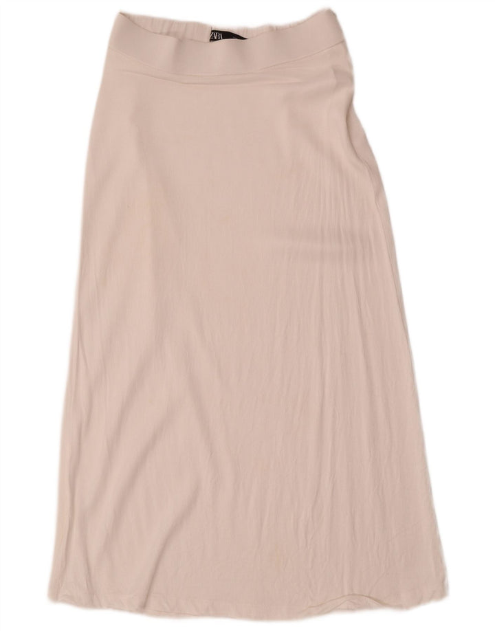 Zara Saia midi feminina de cintura alta pequena W26 branca