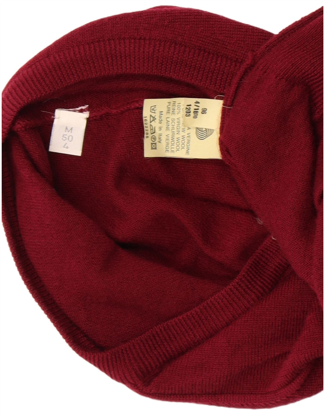 Suéter masculino VINTAGE com decote em V IT 50 lã virgem marrom médio