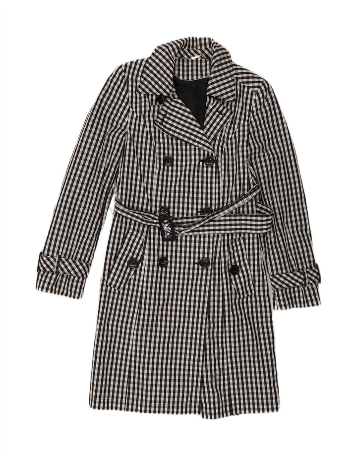 Casaco impermeável feminino Laura Ashley Reino Unido 10 pequeno azul marinho policloreto de guingão