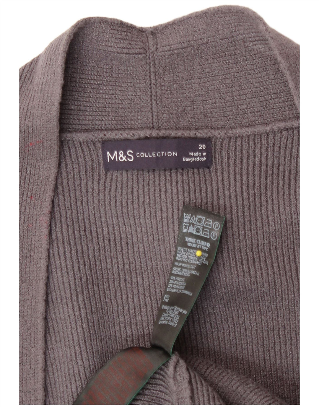 Suéter cardigã aberto feminino Marks & Spencer UK 20 2XL cinza viscose