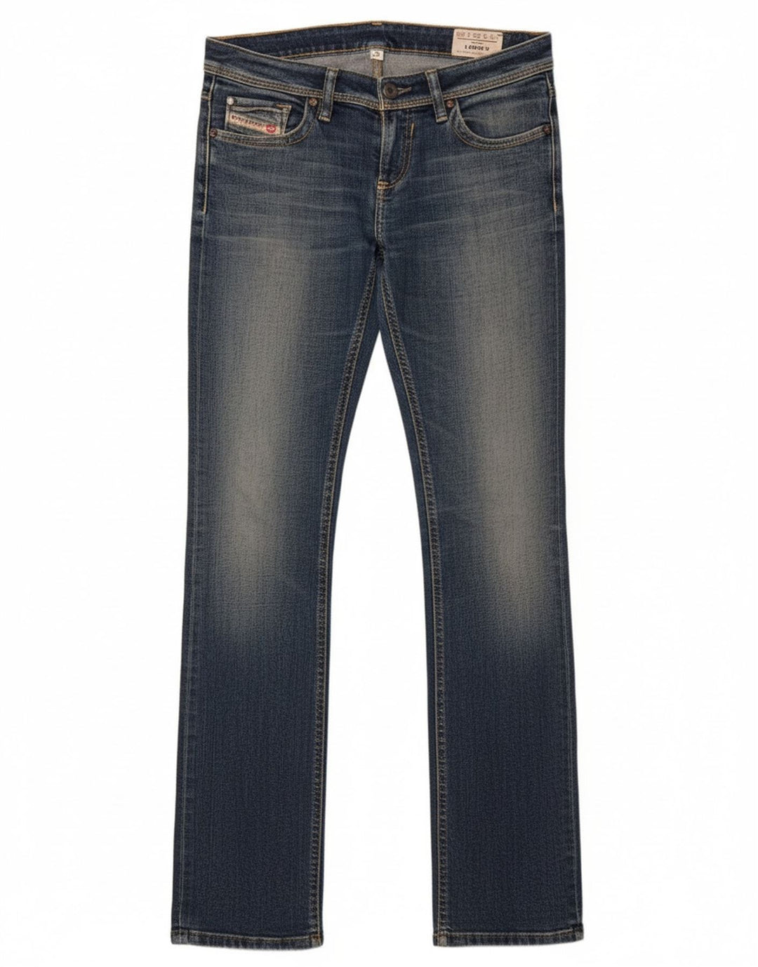 Jeans feminino Diesel Lowky Straight W26 L32 azul marinho algodão