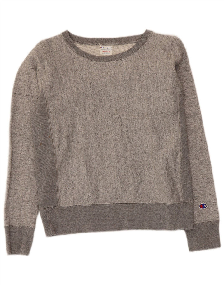 Champion moletom feminino jumper UK 10 pequeno cinza colorblock