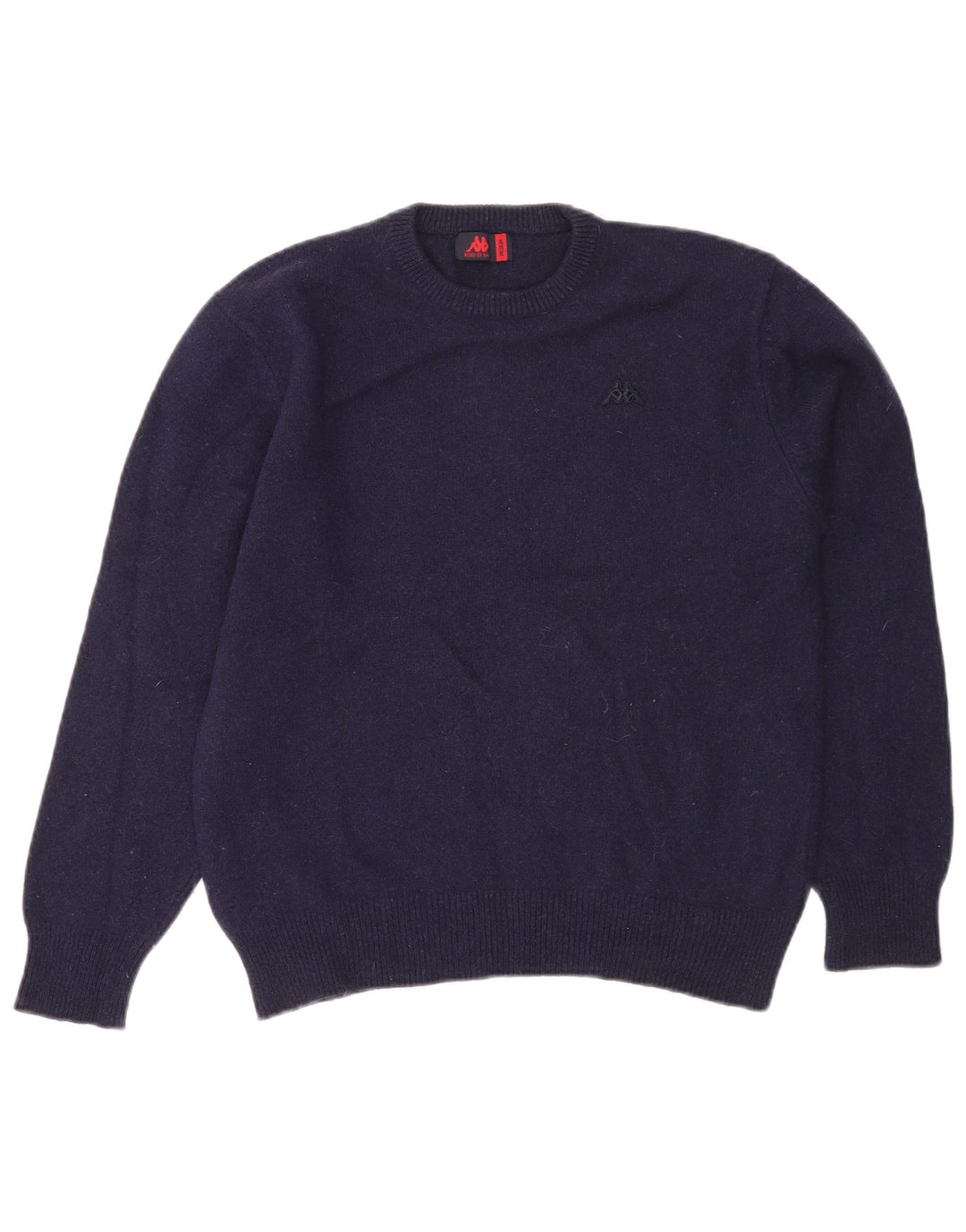 Suéter feminino Kappa com gola redonda UK 14 lã azul marinho médio