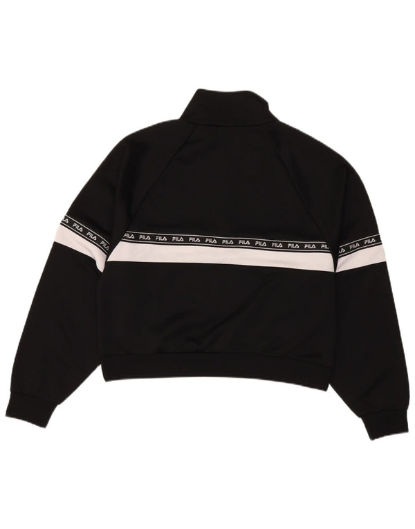 Fila moletom gráfico feminino jumper UK 14 médio preto colorblock esportivo