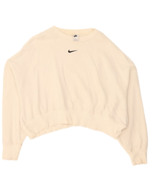 Nike Womens Crop Oversized Moletom Jumper UK 14 Médio Algodão Branco