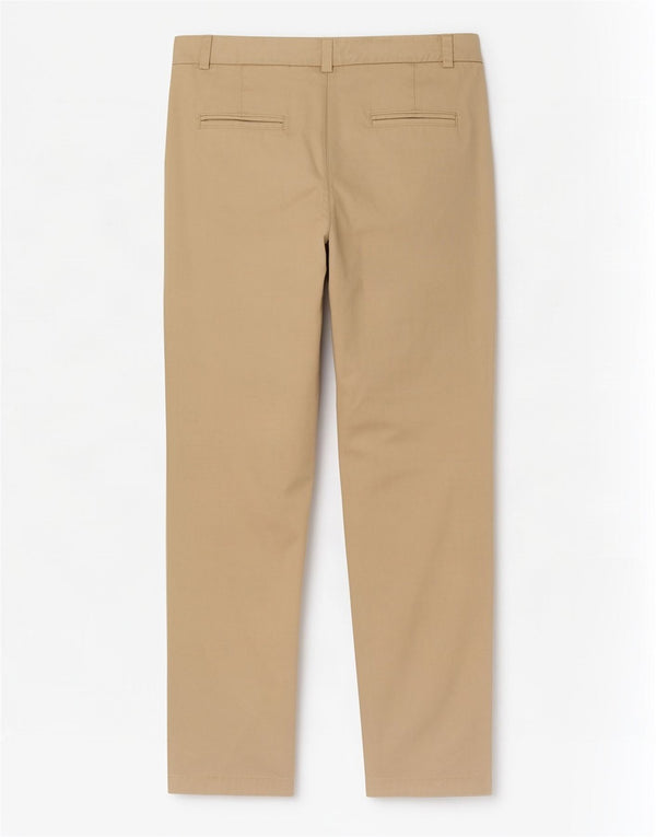 Calça chino reta feminina Marks & Spencer UK 8 pequena W30 L28 bege