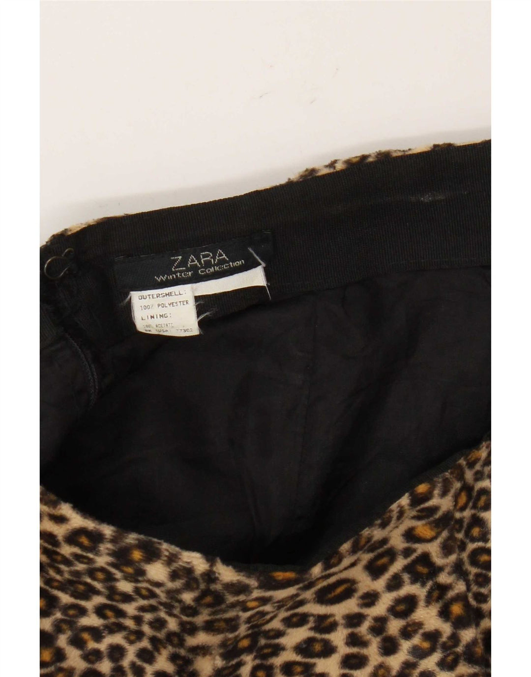 Saia lápis feminina Zara W32 grande poliéster marrom com estampa animal