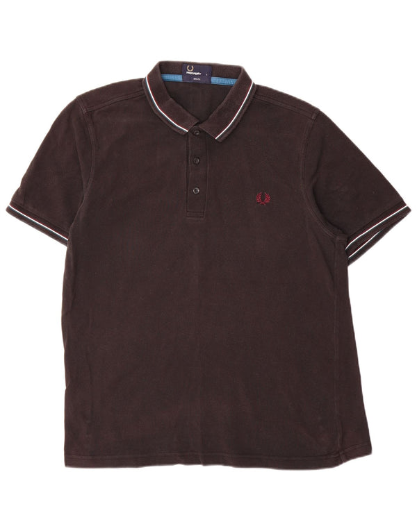 Camisa polo masculina Slim Fit Fred Perry grande algodão preto