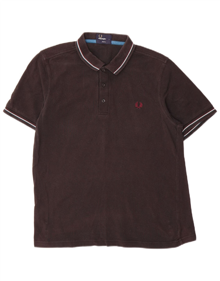 Camisa polo masculina Slim Fit Fred Perry grande algodão preto