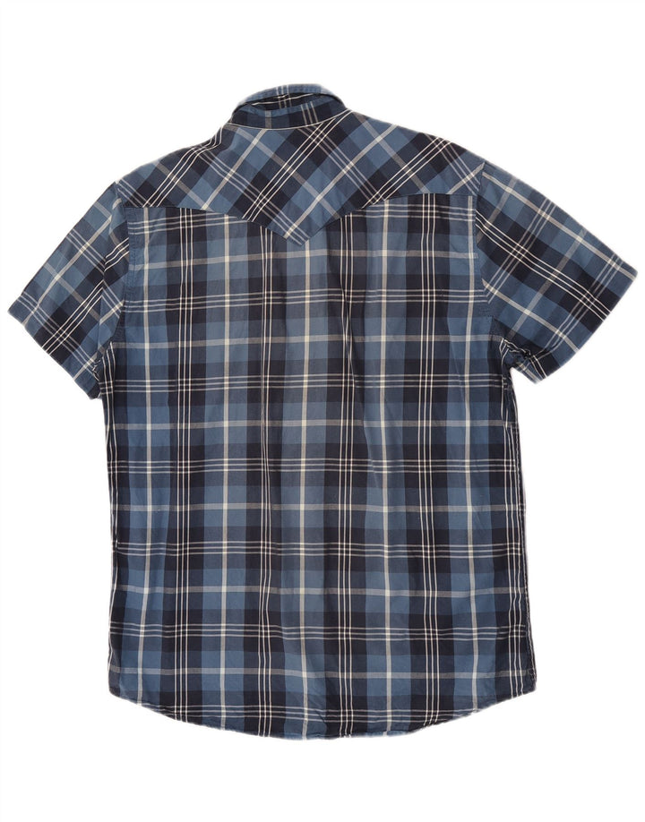 Camisa masculina de manga curta Levi's grande algodão xadrez azul