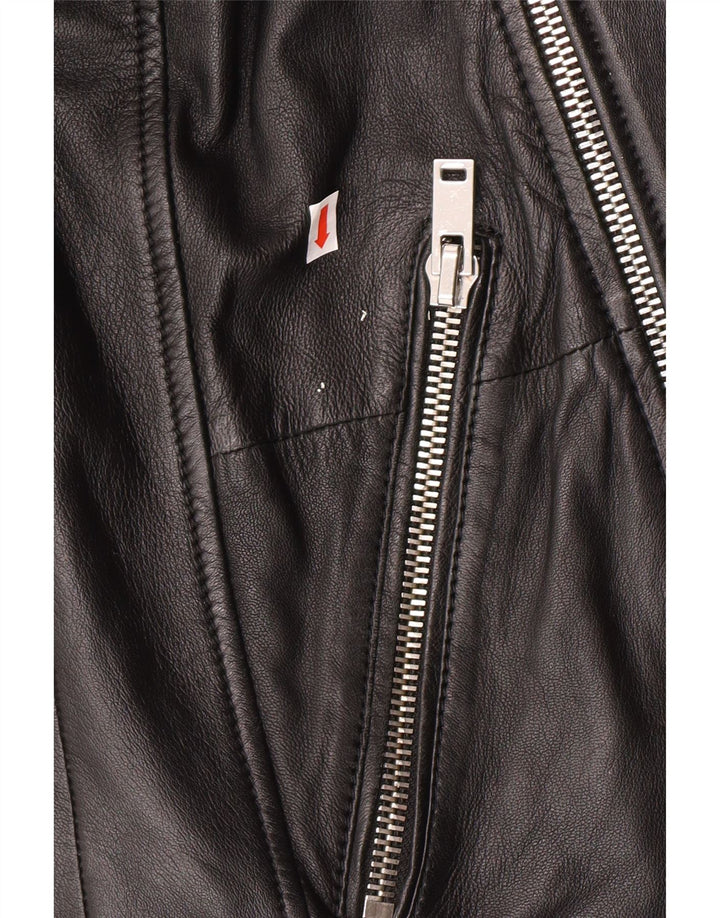 Jaqueta masculina de couro para motociclista Freaky Nation Reino Unido 38 couro preto médio