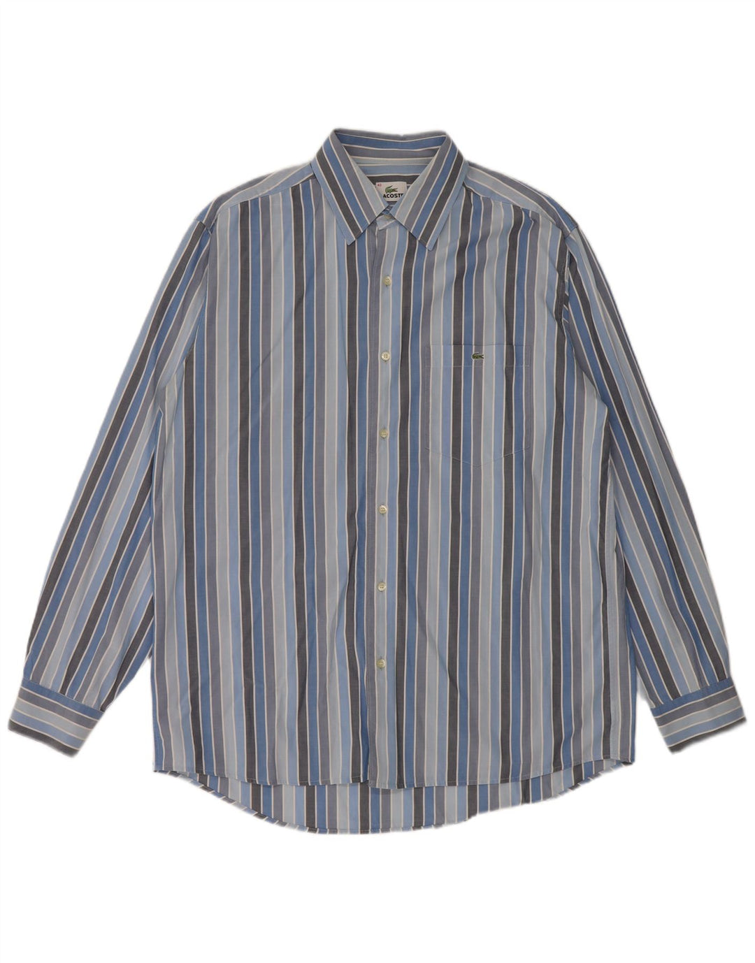 Camisa masculina LACOSTE tamanho 42 grande algodão listrado azul