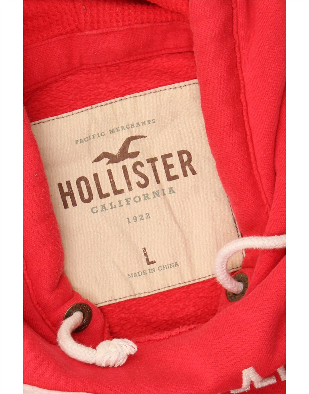 HOLLISTER Mens Graphic Hoodie Jumper Large Red Cotton Vintage Hollister and Second-Hand Hollister from Messina Hembry 