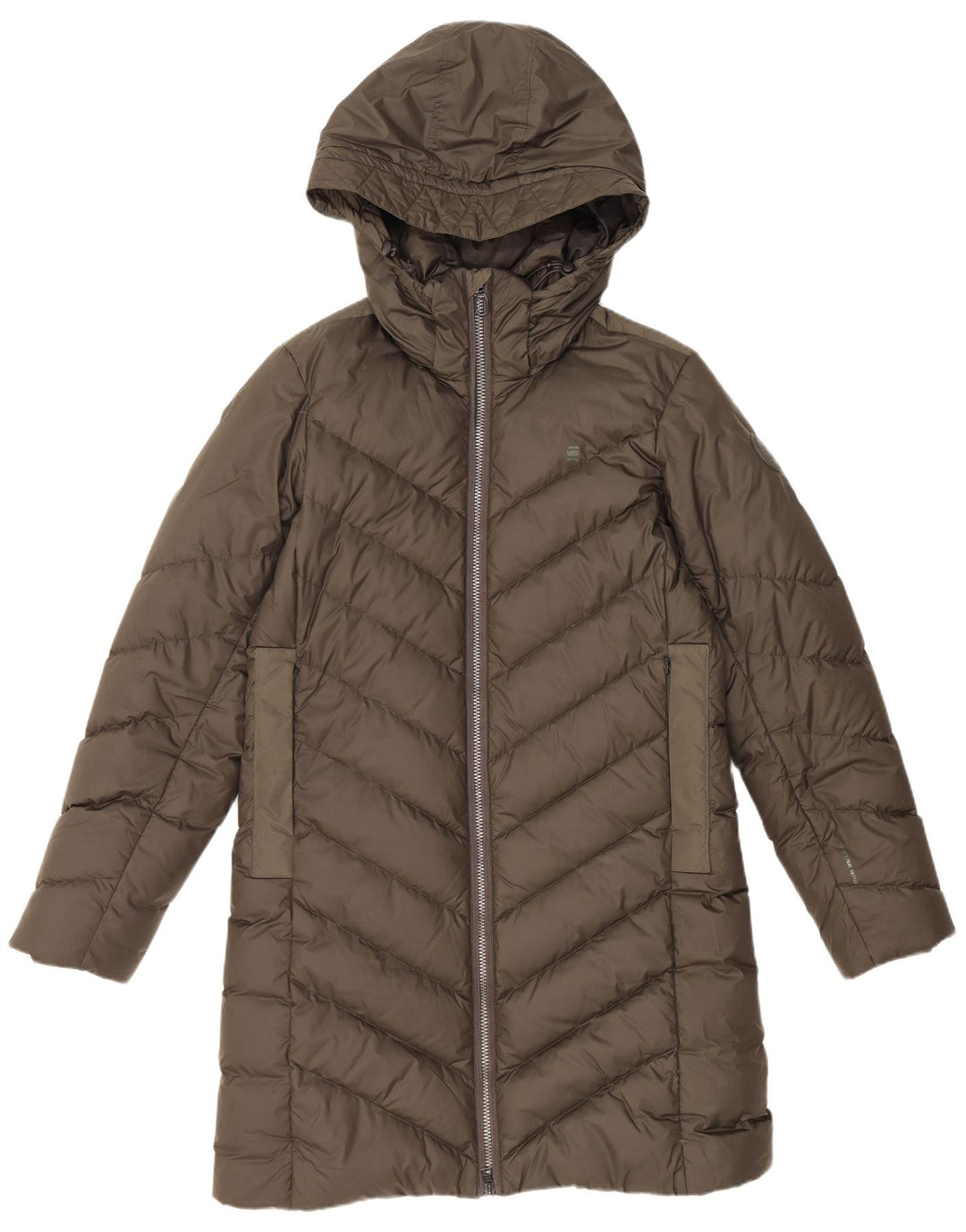 Casaco acolchoado com capuz feminino G-STAR UK 14 poliéster cáqui médio