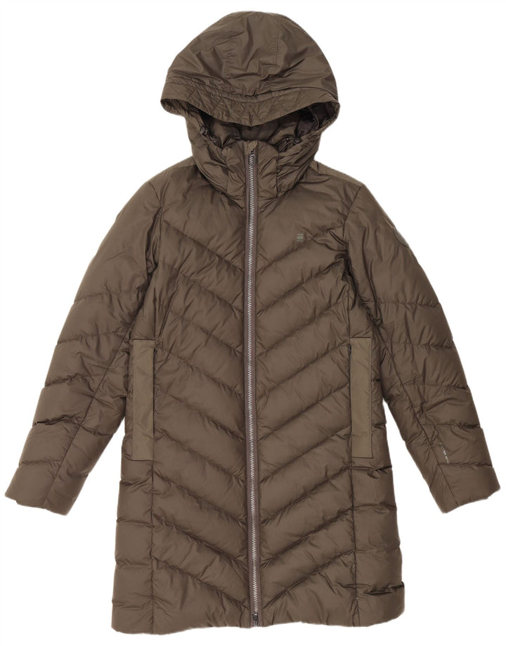 Casaco acolchoado com capuz feminino G-STAR UK 14 poliéster cáqui médio